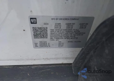 2023 Chevrolet Trailblazer Awd Rs z USA, uszkodzony, nr VIN KL79MUSL5PB142270